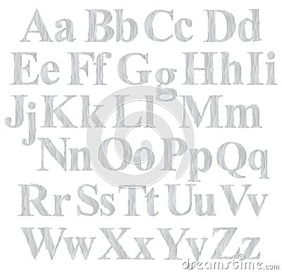 Jagged monochrome font set on white background. Stock Photo