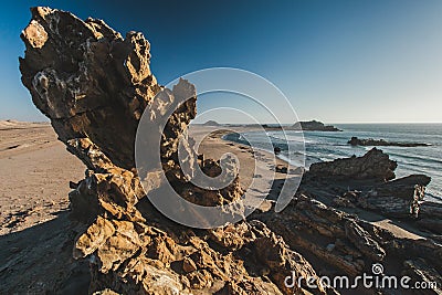 Jagged Rocks Along the Skeleton Coast of Namibia Stock Photo