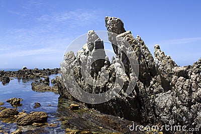 Jagged rocks in the Atlantic Ocean Stock Photo