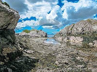 Jagged and rugged rocks on Irish coastline Stock Photo