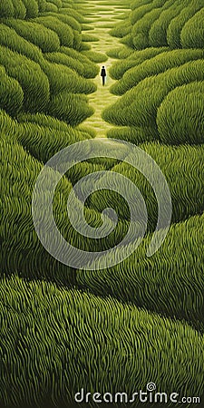 Endless Lawn: A Mark Henson-inspired Artwork With Ultrafine Detail Stock Photo