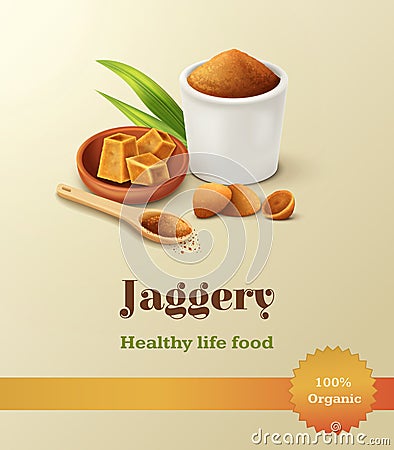 Jaggery Realistic Poster Vector Illustration