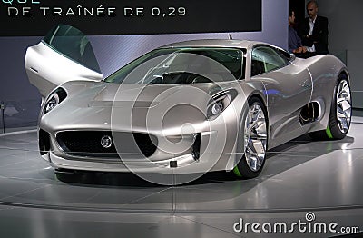 Jaguar C-X75 Concept at Paris Motor Show Editorial Stock Photo