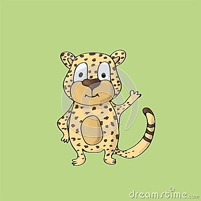 Jaguar cute on green background. Isolated cartoon vector character Stock Photo