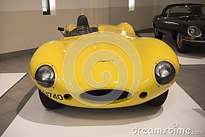 Jaguarclassic car, antique yellow Jaguar D-Type 1955 Editorial Stock Photo