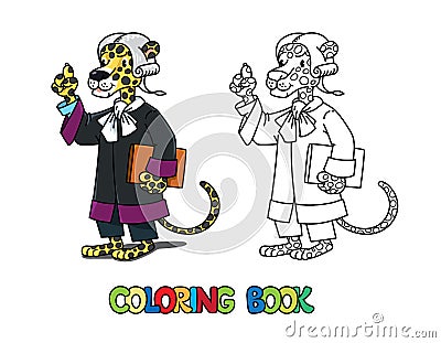 Jaguar judge ABC coloring book Alphabet J Cartoon Illustration