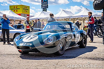 Jaguar Type E 3.8 Lightweight 1963 in montjuic spirit Barcelona circuit car show Editorial Stock Photo