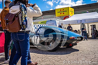 Jaguar Type E 3.8 Lightweight 1963 in montjuic spirit Barcelona circuit car show Editorial Stock Photo