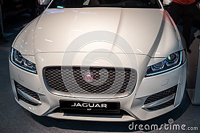 Jaguar XF displayed in Tel-Aviv. Israel Editorial Stock Photo