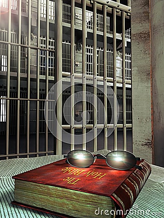 Jail and Bible Stock Photo