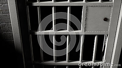 Jail Cell Door And Welded Iron Bars Stock Photo