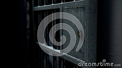 Jail Cell Door And Welded Iron Bars Stock Photo