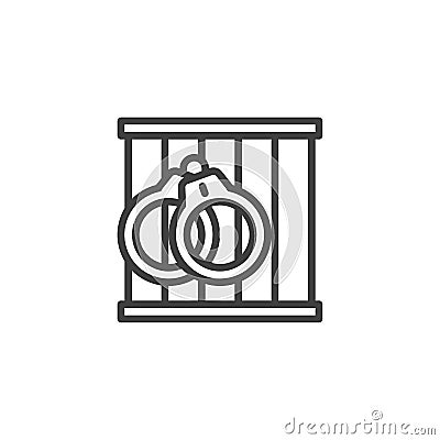 Jail and handcuffs line icon Vector Illustration