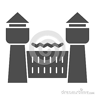 Jail house solid icon. Prison castle, penitentiary building. Jurisprudence vector design concept, glyph style pictogram Vector Illustration