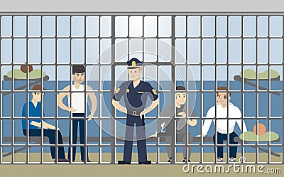 Jail in police. Vector Illustration