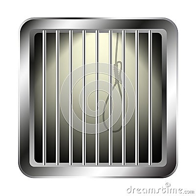 Jail window with a noose Vector Illustration