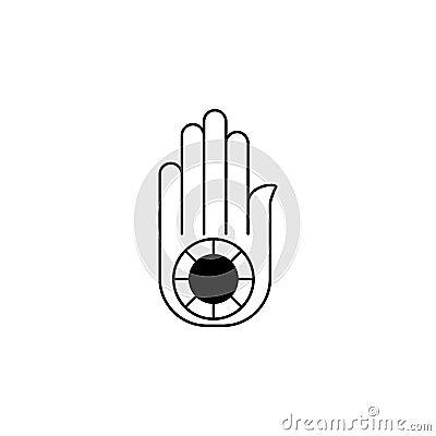 Jainism Ahimsa Hand sign icon. Element of religion sign icon for mobile concept and web apps. Detailed Jainism Ahimsa Hand icon ca Stock Photo