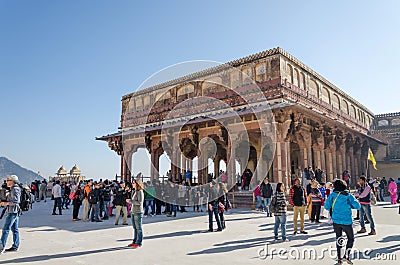 Jaipur, India - December29, 2014: Tourist visit Diwan-I-Am in Amber fort Editorial Stock Photo