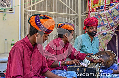 Traditional musicians at the City Palace Editorial Stock Photo