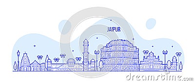 Jaipur skyline Rajasthan India city vector linear Vector Illustration