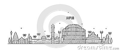 Jaipur skyline Rajasthan India city vector linear Vector Illustration