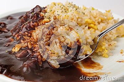 Jajang rice on white background Stock Photo