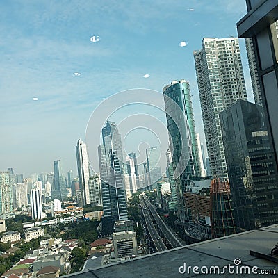 Jakarta city Capital Indonesia morning building tall view height office Editorial Stock Photo