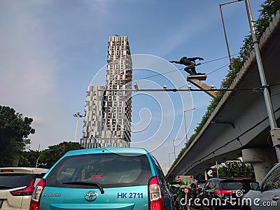 Jakarta, february ,22th 2021: rush hour on jakarta city,indonesia Editorial Stock Photo