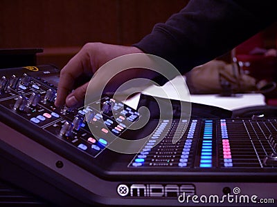 Audio mixer, sound engineer, sound mixer, Professional audio mixer Editorial Stock Photo