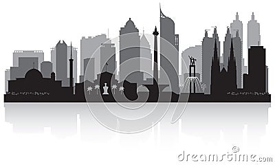 Jakarta Indonesia city skyline silhouette Vector Illustration