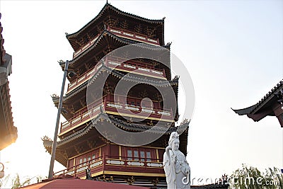 Pantjoran Pantai Indah Kapuk beautiful pagoda in the afternoon Editorial Stock Photo