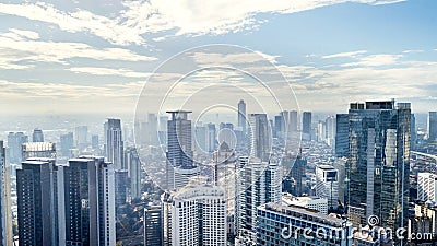 Jakarta skyline with modern office buildings and apartments at sunny day Editorial Stock Photo