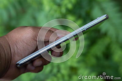 The back of Samsung Galaxy A80 Editorial Stock Photo