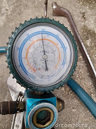 Jakarta , March 11, 2022- a tool to measure refrigerant pressure Editorial Stock Photo