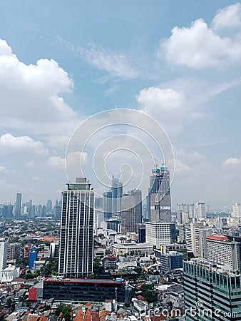 Jakarta Skyline from national library at Jakarta Editorial Stock Photo