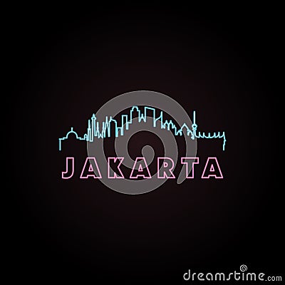 Jakarta skyline neon style. Vector Illustration