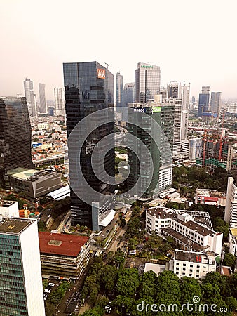 Jakarta skyline sudirman street Editorial Stock Photo