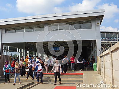 Jakarta train passengers. Editorial Stock Photo