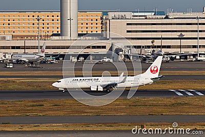 JAL at HANEDA Airport Editorial Stock Photo