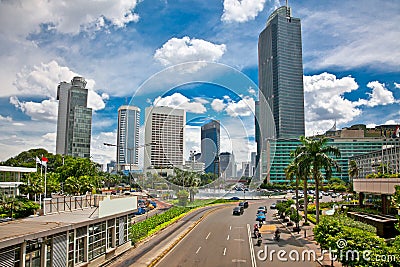 Jalan Bundaran HI center of Jakarta, Indonesia. Stock Photo