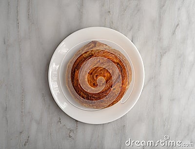 Jalapeno cheese swirl bread on a white plate Stock Photo