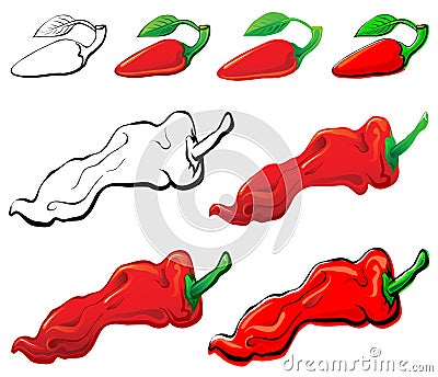 Jalapeno & Red Pepper Vector Illustration