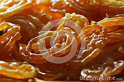 Jalebi Indian sweet dish. Traditional Indian sweets , Deep Fried. Stock Photo