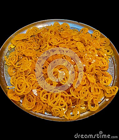 jalebi, indian traditional sweet jalebi, famous, isolated, closup shot Stock Photo