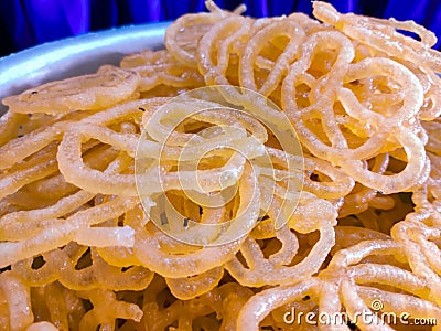 Jalebi or Jilebi Jangri in a indian sweet shop Stock Photo