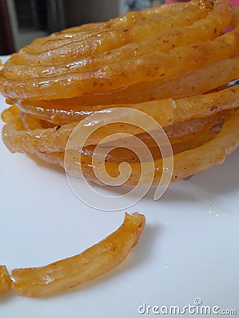 Jalebi is the sweet dessert of Asia ( Rouded Sweet ) Stock Photo