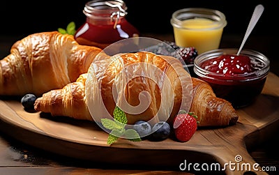 Jam-Filled Croissant Delight. Generative AI Stock Photo