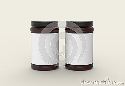 Jam jar mock up isolated on soft pastel background. 3D illustrating. Stock Photo