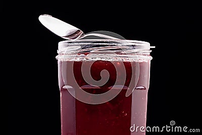 Jam and tea spoon Stock Photo