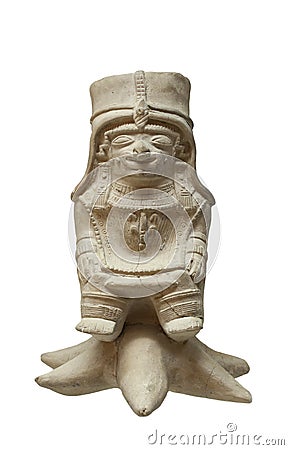 Jama Coaque culture figurine seated over sea star Editorial Stock Photo